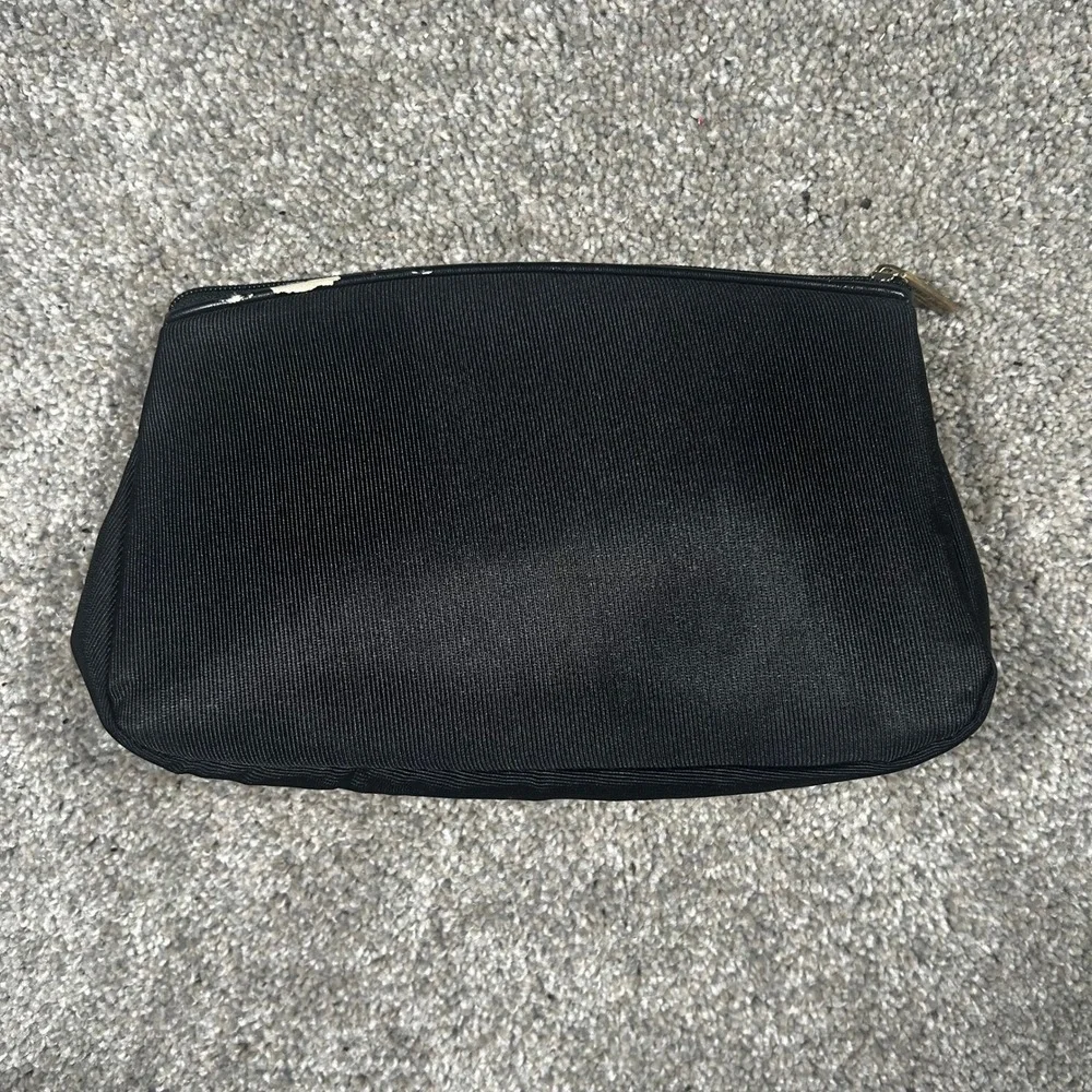 Giorgio Armani Parfums Black Pleated Cosmetic Makeup Bag Pouch Gold Logo